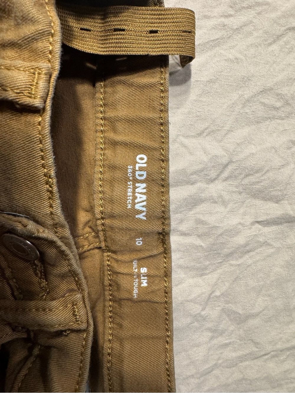 Old Navy Boys 360 Stretch Pants Size 10 Slim Brown Khaki Adjustable Waist